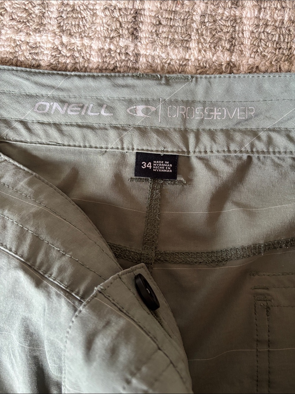 O'Neill Crossover Hybrid Shorts Mens 34 Olive Green Quick Dry Stretch - Picture 4 of 9